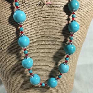 Blue Magnesite and Red Swarovski Crystal are BOLD and BEAUTIFUL