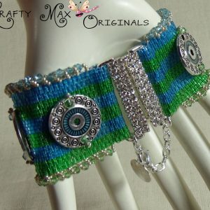 Blue and Green Beadwoven Swarovski Crystal Circles Bracelet