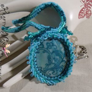 Handmade Teal Beadwoven Shell Necklace
