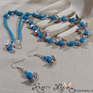 Turquoise and Angel Wings Make this Necklace and Earrings Set Perfect