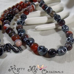 Sunset and Skulls! Gemstone and Hematite Necklace and Earrings Set