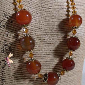 Glowing Amber Delight with Swarovski Crystal Necklace and Earrings Set