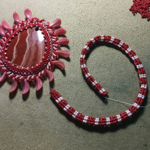 Rosy Flower Beadwoven Necklace wrk 15