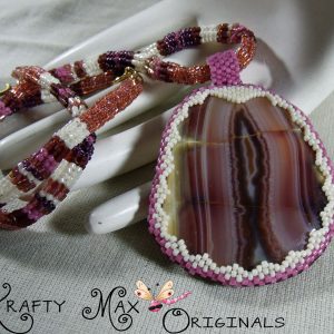 Mauve and Ivory Beauty Beadwoven Necklace – Krafty Max Original Design