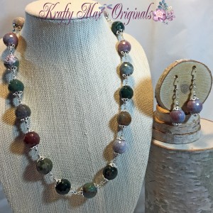 Large Mixed Agate and Silver Necklace Set 2