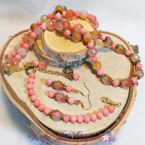 Rose Green Malaysia Jade 3 Piece – Necklace Bracelet and Earrings Set