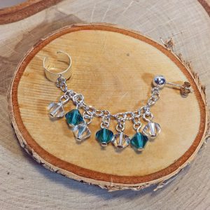 Teal and Crystal Ear Cuff