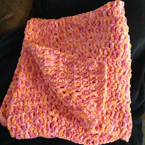 pink and yellow blanket for Tara