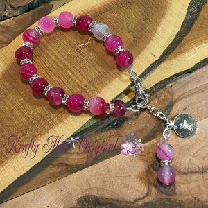 Pink and Swarovski Crystal Spaces Bracelet 1