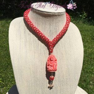 Pink Beadwoven Budhha Necklace from Bead Peeps 2016 1