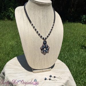 Blue Moon Swarovski Crystal and Hematite Necklace Set 1