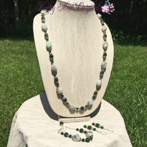 Green on Green Long Necklace Set 1
