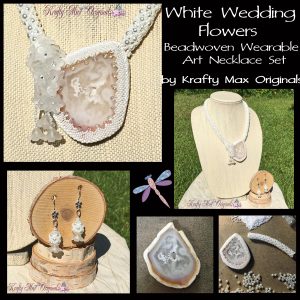 White Wedding Flowers Beadwoven Necklace Set