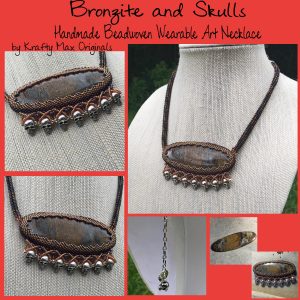 Bronzite and Skulls Wearable Art Necklace