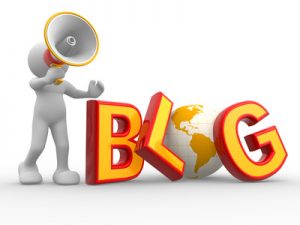 3d people - human character , person with a megaphone and word "Blog". The concept of communication. 3d render