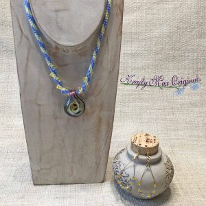 Everyone is Coming up Blue and Yellow – Wearable Art Beadwoven Necklace Set from Bead Soup Blog Party 2017