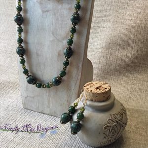 Shades of Green – Magnesite and Aventurine – Swarovski Crystals and All Necklace and Earrings Set