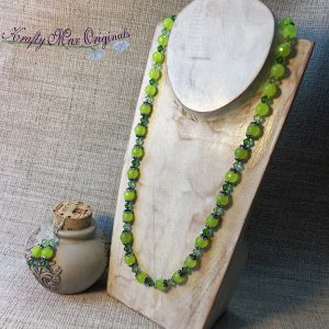 Lime Green and 2 Tone Green Swarovski Crystals Necklace Set