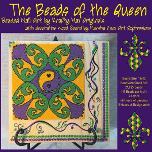 The Beads of the Queen – Beadwoven Wall Art with Hand Painted Wood by Marsha Knox Art Expressions