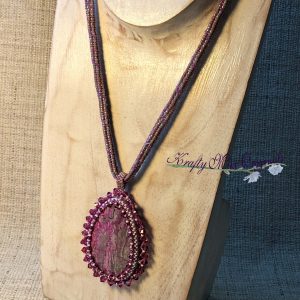 Pink and Grey Delight Beadwoven WearableArt Necklace