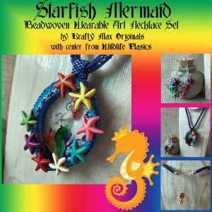 Starfish Mermaid with Star Fish Beadwoven Wearable Art Necklce Set