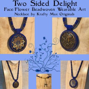 Two Sided Delight Face – Flower Beadwoven Wearable Art Necklace