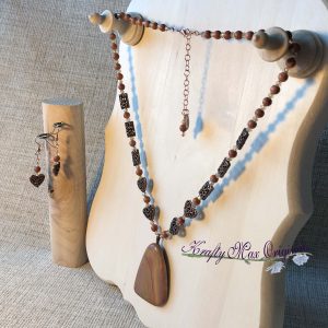 Picture Jasper and Copper with Swarovski Crystal Necklace Set