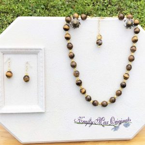 Bold Tigereye Necklace and Earrings Set