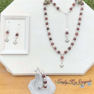 Rhodenite and Hearts 3 Piece Necklace Set