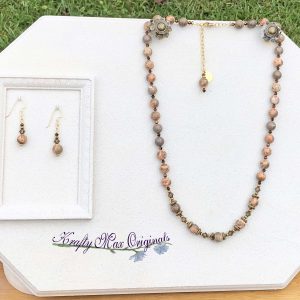 Safari Jasper and Swarovski Crystal Necklace Set