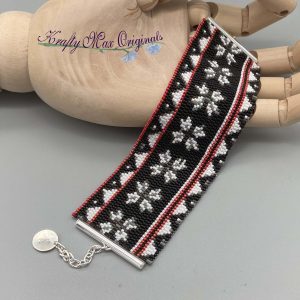 Christmas Ribbon Beadwoven Bracelet SAMPLE for September 2020 Kit