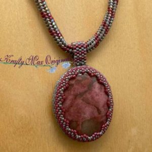 Mauve and Grey Beadwoven Necklace