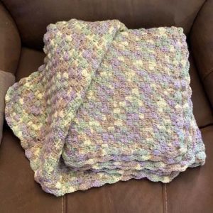 Purple Green and Cream Blanket by Krafty Max Originals