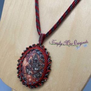 Red Tiger Jasper Beadwoven Wearable Art Necklace