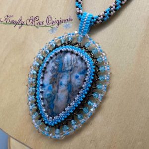 Blue Lace Beadwoven Wearable Art Necklace