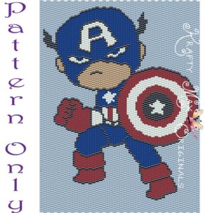 Captain America Kawaii Inspired 5×7 Art Design PATTERN ONLY