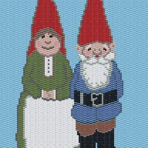 Gnome Couple 5×7 Beadwoven Artwork PATTERN ONLY