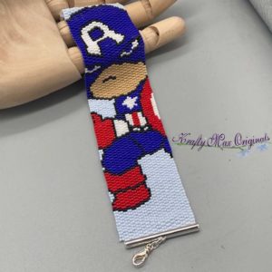 Captain America Inspired Beadwoven Bracelet