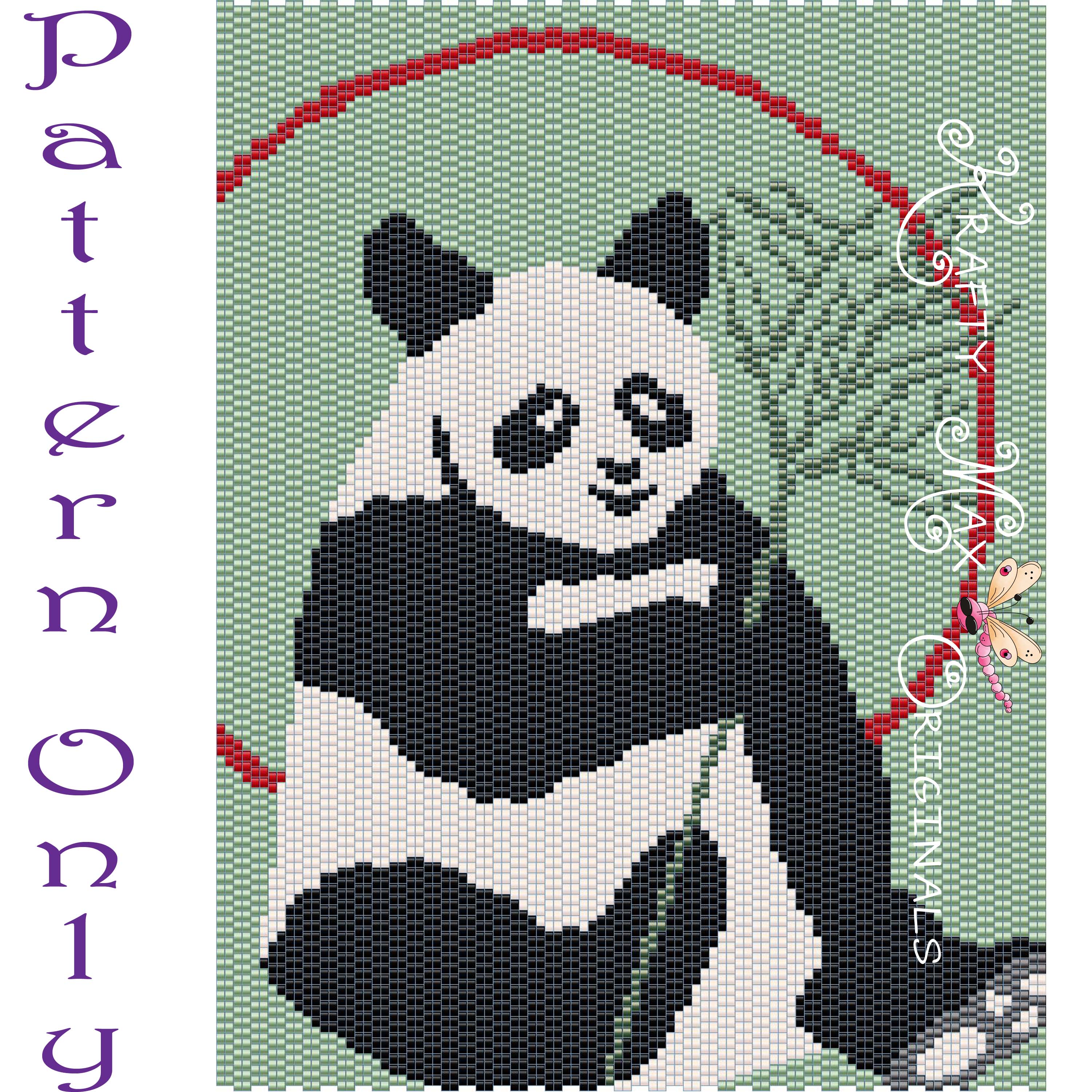 Panda 5×7 Beadwoven Artwork PATTERN ONLY