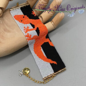 Black White Orange Lizard Beadwoven Bracelet