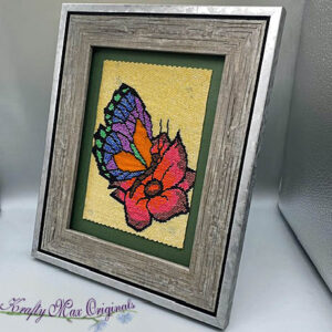 Stained Glass Butterfly and Flower 5×7 Beadwoven Artwork by Krafty Max Originals