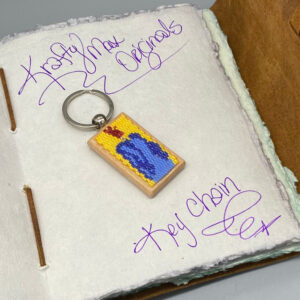 Blue and Yellow Candle Beadwoven Original Key Chain